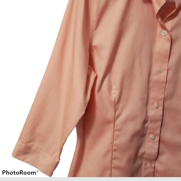 Jones New York ladies peach colored medium button up dress shirt. 383 - Picture 3 of 5
